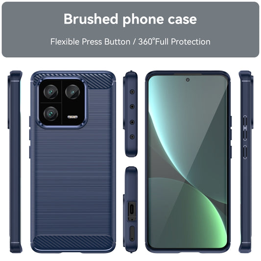 For Xiaomi 13 Pro Brushed Texture Carbon Fiber TPU Phone Case(Blue) by buy2fix