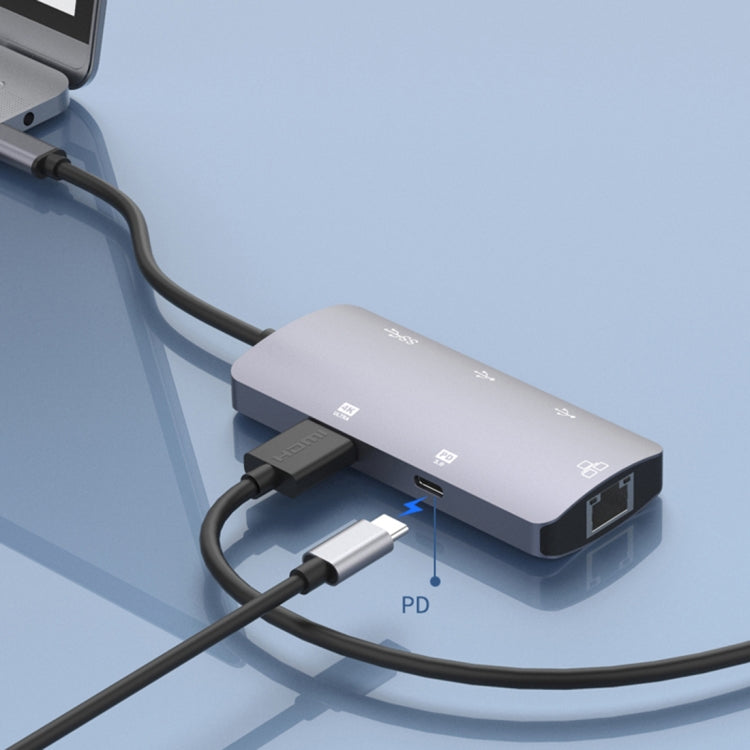 Onten OTN-UC910 USB-C / Type-C Portable Multifunctional HUB Docking Station(Grey) by Onten