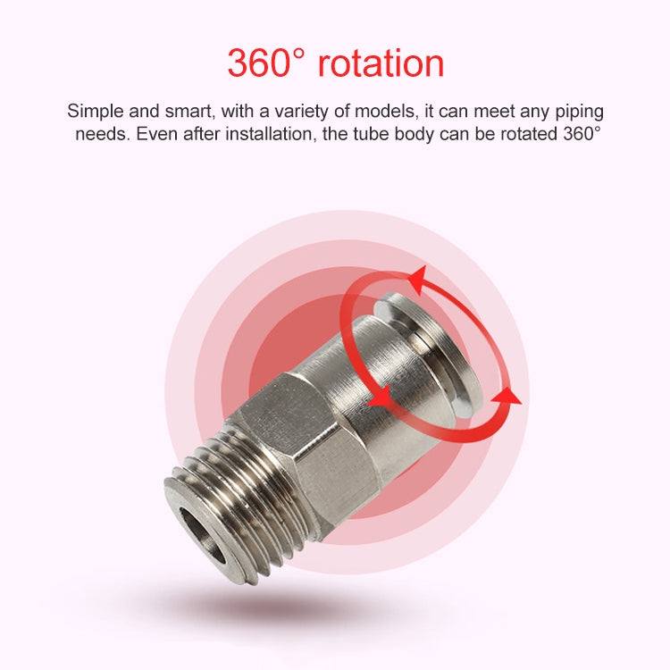 PC10-02 LAIZE Nickel Plated Copper Male Thread Straight Pneumatic Quick Connector by LAIZE