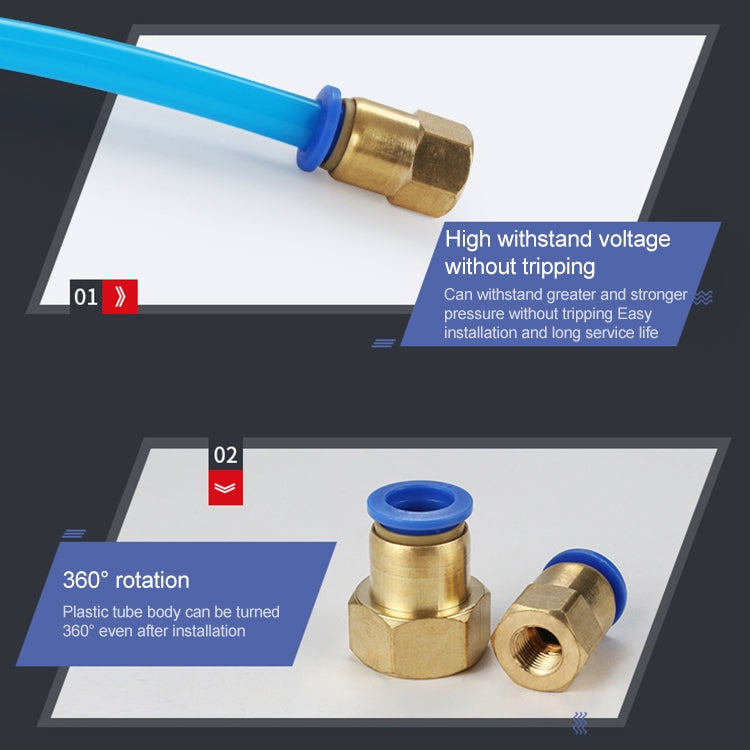 PCF6-04 LAIZE 2pcsFemale Thread Straight Pneumatic Quick Connector by LAIZE