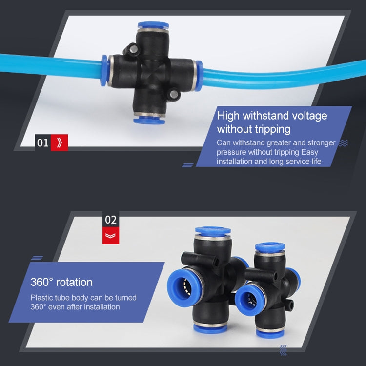 PZA-10 LAIZE 10pcs Plastic PZA Four-way Pneumatic Quick Fitting Connector by LAIZE