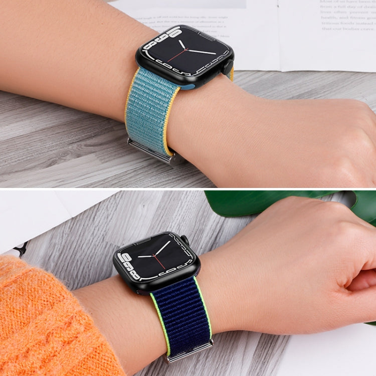 Metal Buckle Nylon Strap For Apple Watch Ultra 49mm / Series 8&7 45mm / SE 2&6&SE&5&4 44mm / 3&2&1 42mm(Black) by buy2fix