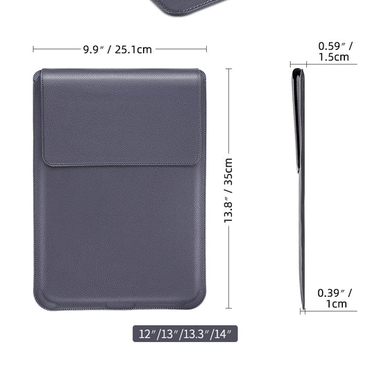 For MacBook 12 / 14 inch PU Leather 4 in 1 Laptop Bag with Functional Bracket(Black) by buy2fix