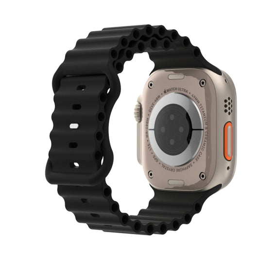 Ocean Style Silicone Watch Band For Apple Watch Ultra 49mm&Watch Ultra 2 49mm / Series 9&8&7 45mm / SE 3&SE 2&6&SE&5&4 44mm / 3&2&1 42mm(Black) by buy2fix