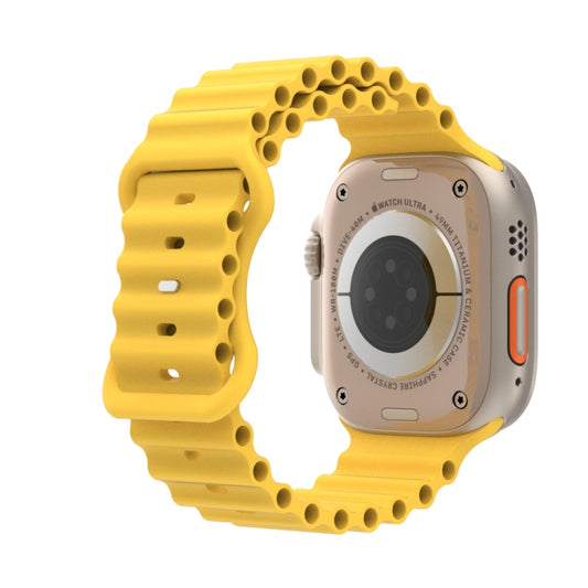 Ocean Style Silicone Watch Band For Apple Watch Series 9&8&7 41mm / SE 3&SE 2&6&SE&5&4 40mm / 3&2&1 38mm(Yellow) by buy2fix