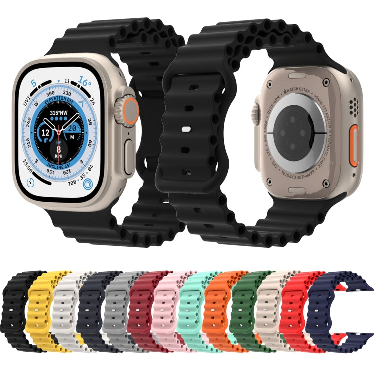 Ocean Style Silicone Watch Band For Apple Watch Series 9&8&7 41mm / SE 3&SE 2&6&SE&5&4 40mm / 3&2&1 38mm(Yellow) by buy2fix