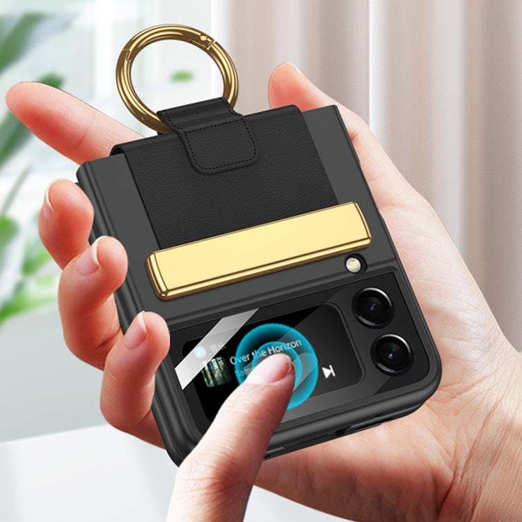 For Samsung Galaxy Z Flip4 GKK Ultrathin Shockproof Phone Case with Ring Holder / Wrist Strap(Black) by GKK