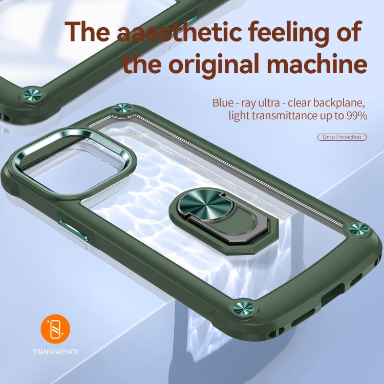 For iPhone 11 Pro Max TPU + PC Lens Protection Phone Case with Ring Holder(Green) by buy2fix