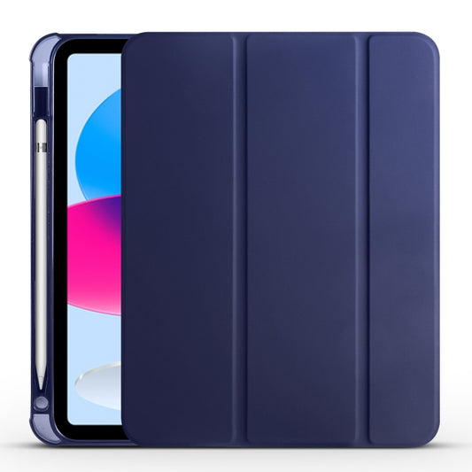 For iPad 2025 / 2022 Four-corner Airbag Shockproof Three-fold Tablet Leather Case(Dark Blue) by buy2fix