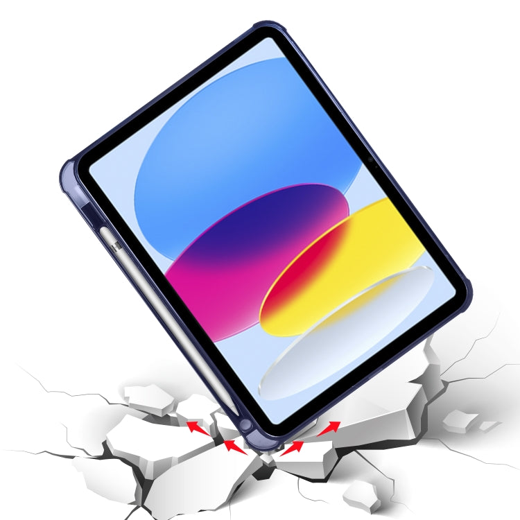 For iPad 2025 / 2022 Four-corner Airbag Shockproof Three-fold Tablet Leather Case(Dark Blue) by buy2fix