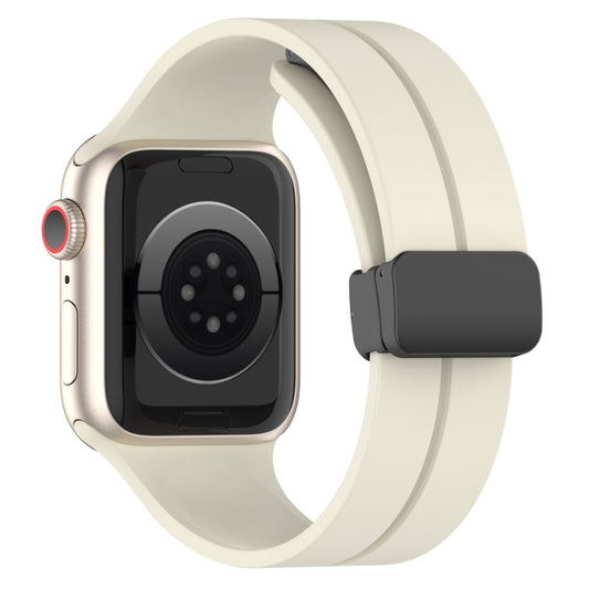 Solid Color Magnetic Buckle Silicone Watch Band For Apple Watch Series 9&8&7 41mm / SE 3&SE 2&6&SE&5&4 40mm / 3&2&1 38mm(Starlight) by buy2fix