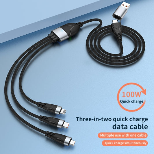 ADC-008 100W USB/Type-C to Type-C + 8 Pin + Micro USB Two to Three Fully Compatible Fast Charge Data Cable, Length:2m by buy2fix