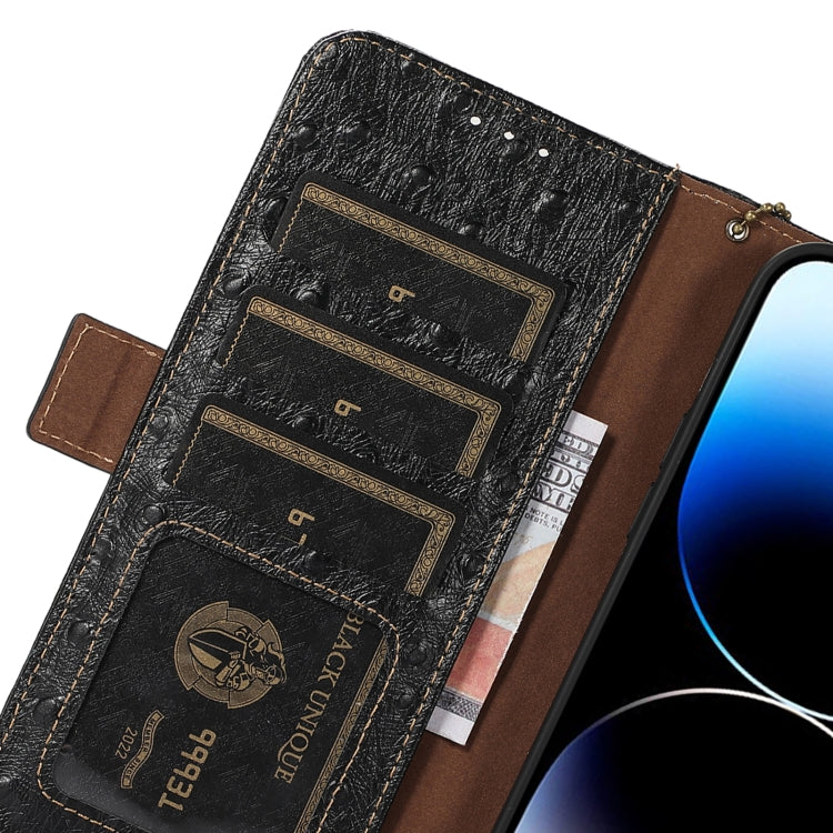 For Google Pixel 7 Ostrich Pattern Genuine Leather RFID Phone Case(Black) by buy2fix