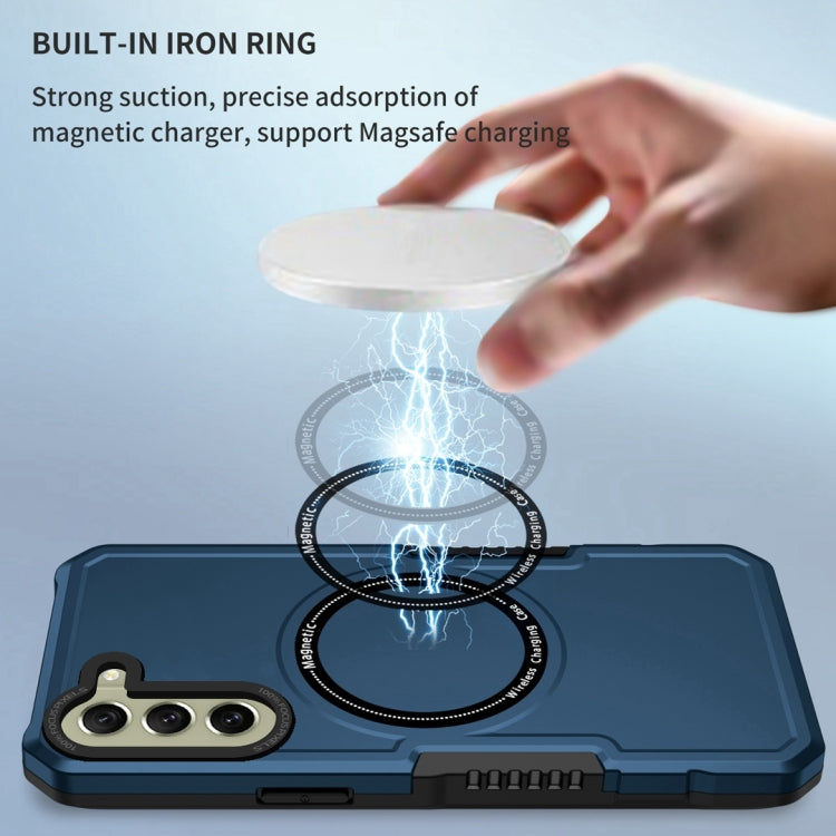 For Samsung Galaxy S21 FE 5G MagSafe Shockproof Armor Phone Case(Dark Blue) by buy2fix