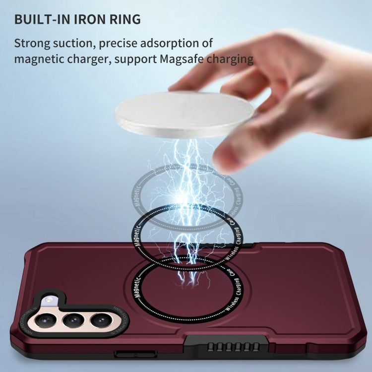 For Samsung Galaxy S21+ 5G MagSafe Shockproof Armor Phone Case(Wine Red) by buy2fix