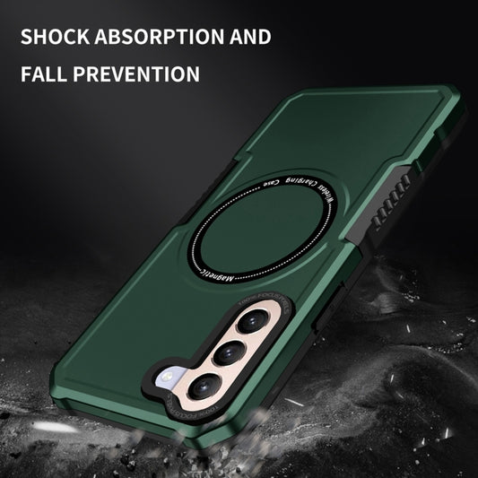 For Samsung Galaxy S21+ 5G MagSafe Shockproof Armor Phone Case(Dark Green) by buy2fix
