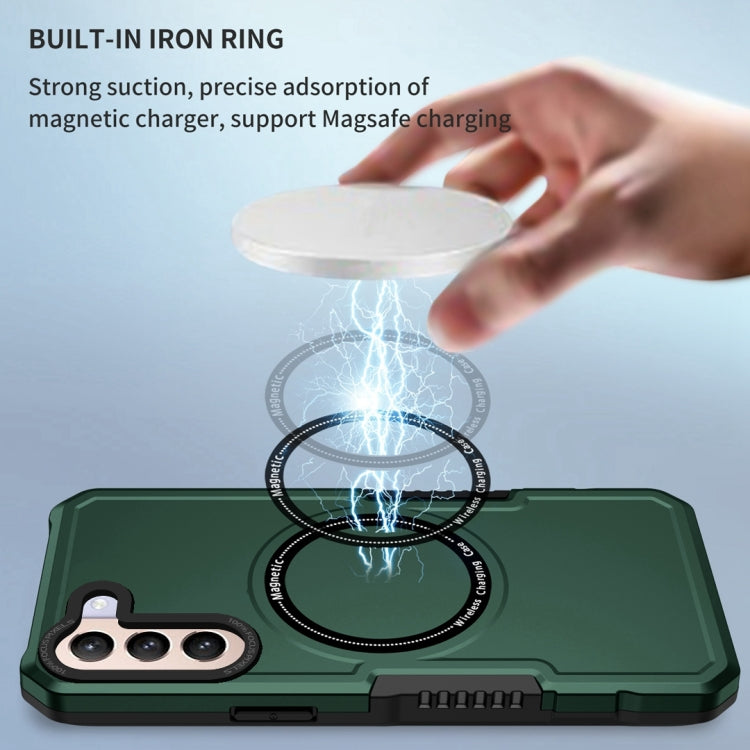 For Samsung Galaxy S21+ 5G MagSafe Shockproof Armor Phone Case(Dark Green) by buy2fix