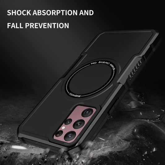 For Samsung Galaxy S22 Ultra 5G MagSafe Shockproof Armor Phone Case(Black) by buy2fix