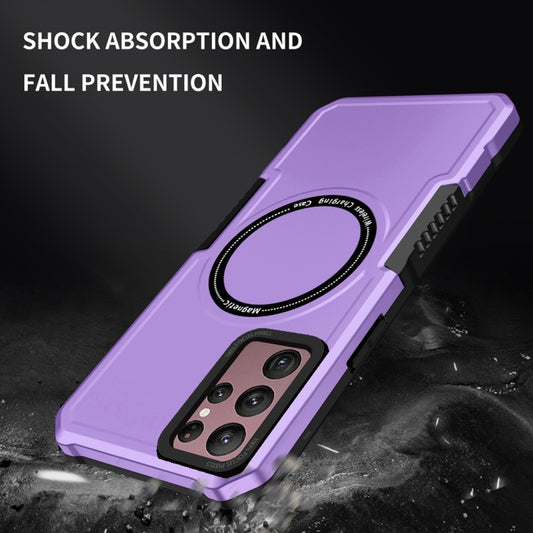 For Samsung Galaxy S22 Ultra 5G MagSafe Shockproof Armor Phone Case(Purple) by buy2fix