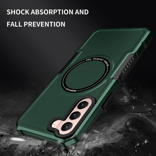For Samsung Galaxy S22+ 5G MagSafe Shockproof Armor Phone Case(Dark Green) by buy2fix