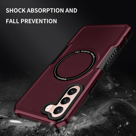 For Samsung Galaxy S21 5G MagSafe Shockproof Armor Phone Case(Wine Red) by buy2fix