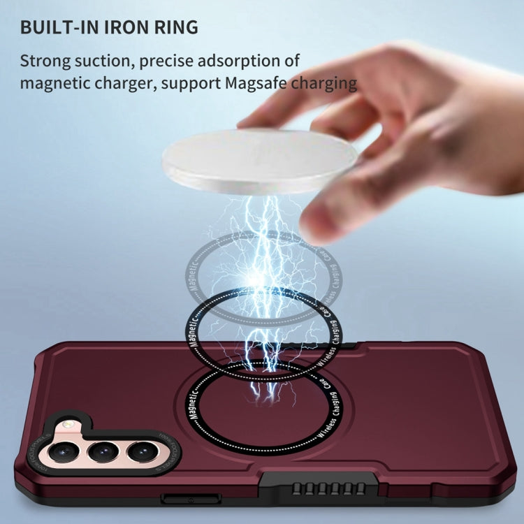 For Samsung Galaxy S21 5G MagSafe Shockproof Armor Phone Case(Wine Red) by buy2fix