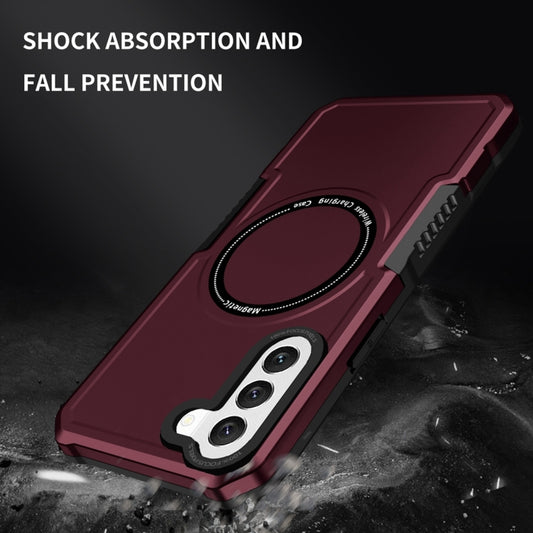 For Samsung Galaxy S22 5G MagSafe Shockproof Armor Phone Case(Wine Red) by buy2fix
