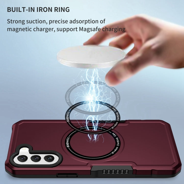 For Samsung Galaxy S22 5G MagSafe Shockproof Armor Phone Case(Wine Red) by buy2fix