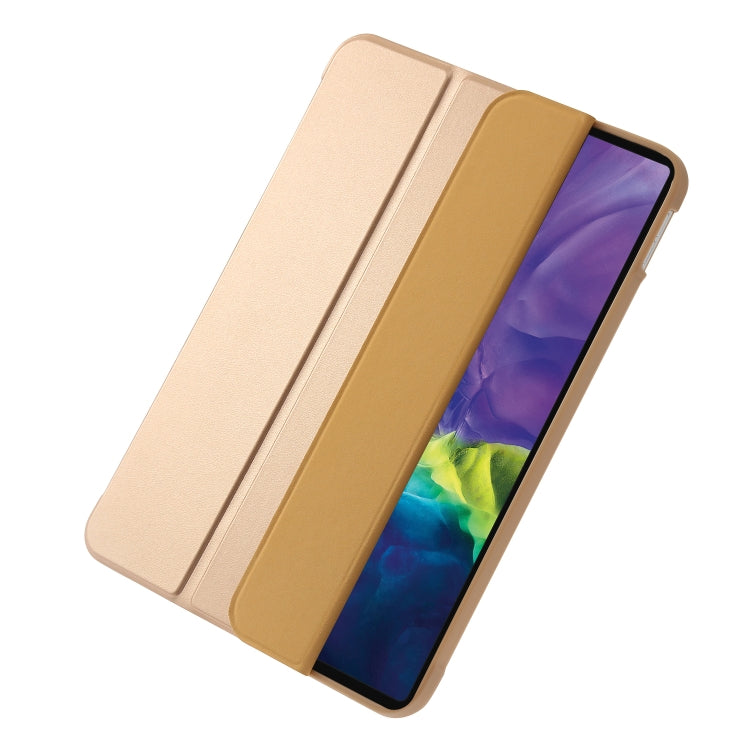 For iPad 2025 / 2022 Three-folding Holder Honeycomb Silicone + PU Smart Leather Tablet Case(Gold) by buy2fix