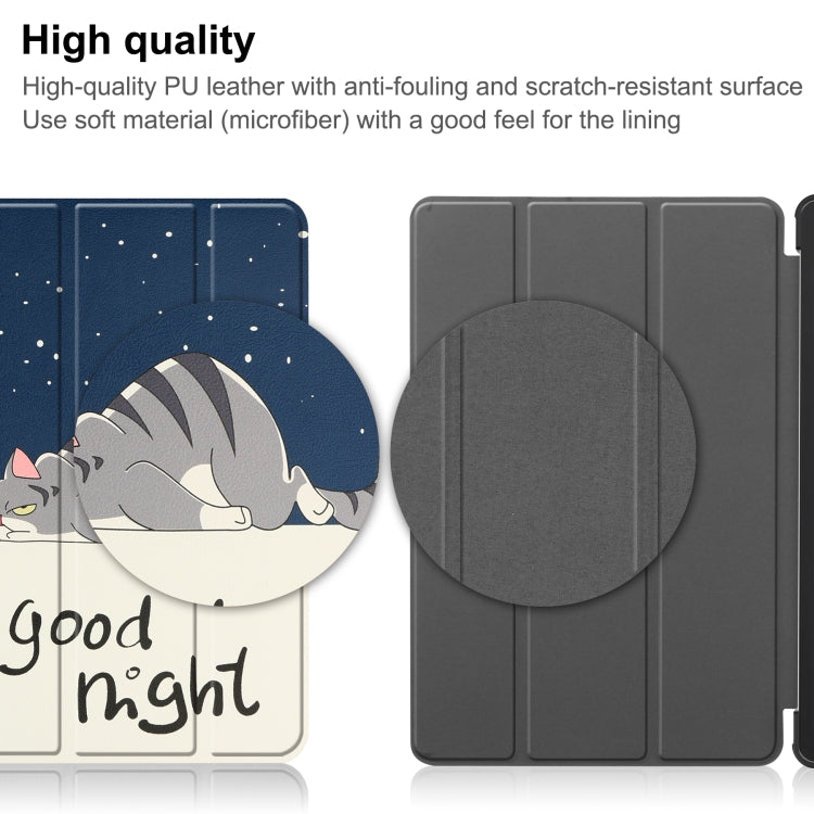 For Lenovo Tab P11 Gen 2 Custer Painted 3-Fold Holder Leather Smart Tablet Case(Lazy Cat) by buy2fix