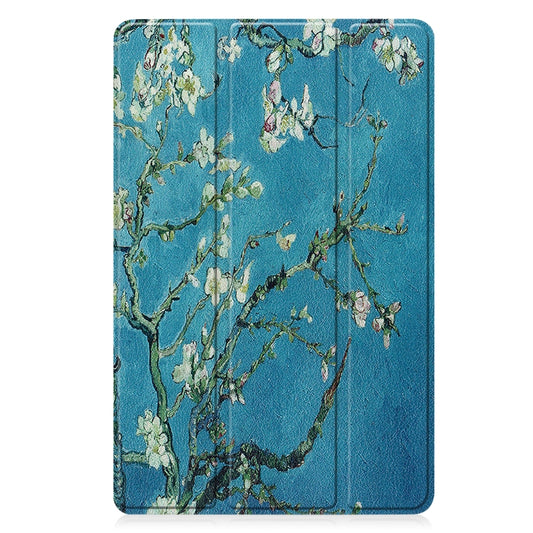 For Lenovo Tab P11 Gen 2 Custer Painted 3-Fold Holder Leather Smart Tablet Case(Apricot Blossom) by buy2fix