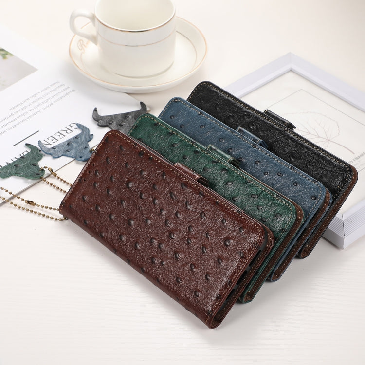 For Nokia X30 5G Ostrich Pattern Genuine Leather RFID Phone Case(Green) by buy2fix