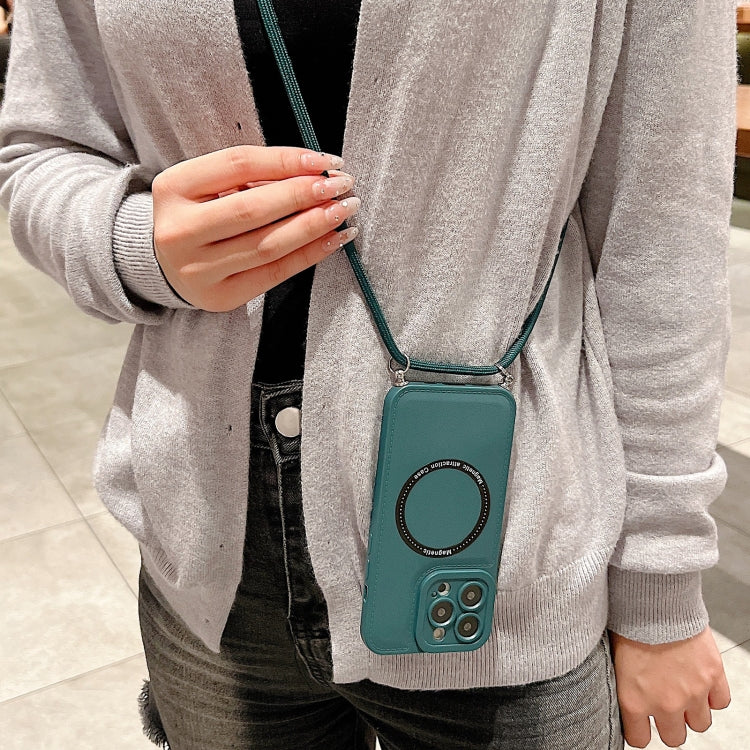For iPhone 14 Pro MagSafe Magnetic Lanyard Phone Case(Blue) by buy2fix
