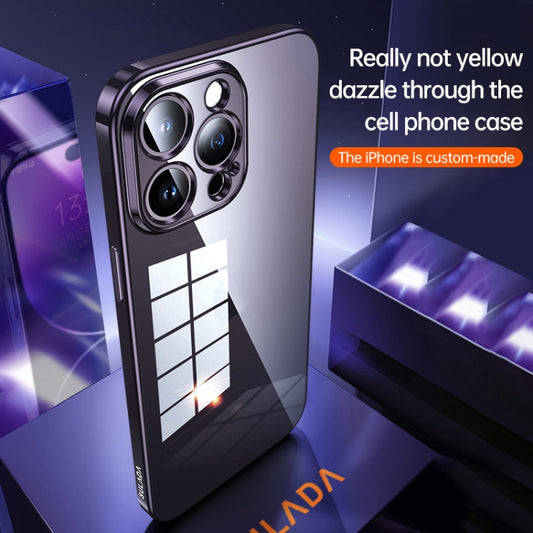 For iPhone 14 Plus SULADA Shine Through Series Plating TPU Transparent Phone Protective Case(Dark Purple) by SULADA