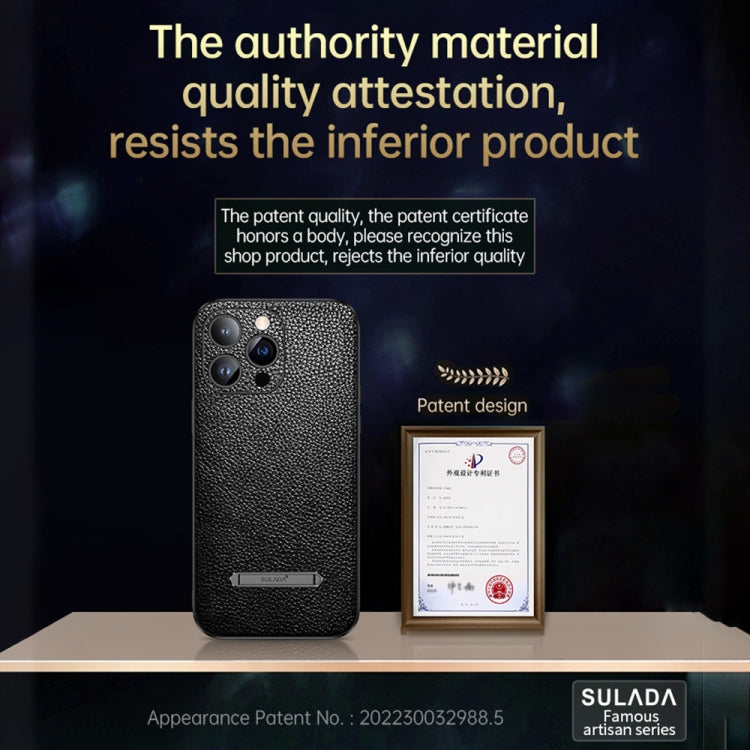 For iPhone 13 Pro SULADA Invisible Bracket Leather Back Cover Phone Case(Black) by SULADA