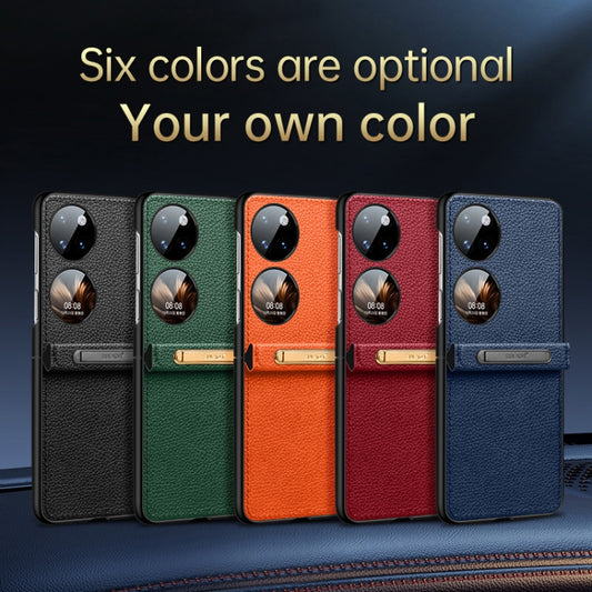 For Huawei P50 Pocket SULADA Invisible Bracket Leather Back Cover Phone Case(Blue) by SULADA