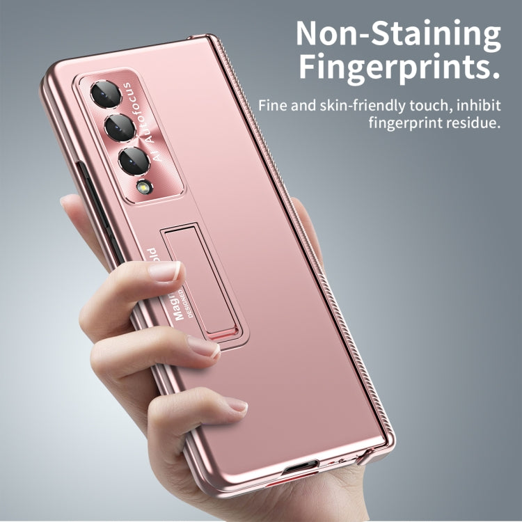 For Samsung Galaxy Z Fold3 5G Electroplating Corrugated Hinge Folding Phone Case(Rose Gold) by buy2fix