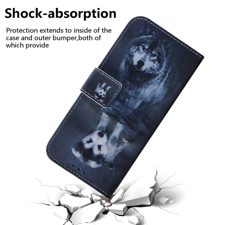 For Nokia G60 Coloured Drawing Flip Leather Phone Case(Wolf and Dog) by buy2fix