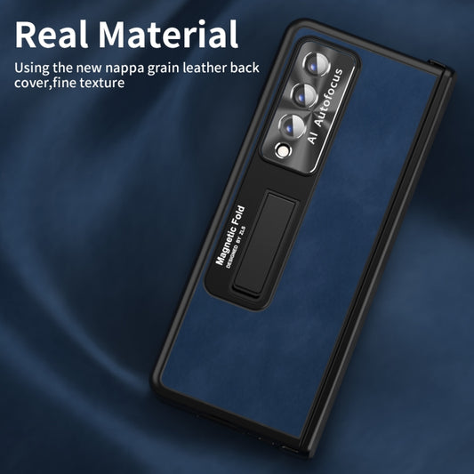 For Samsung Galaxy Z Fold4 Napa Texture All-inclusive Phone Case(Blue) by buy2fix