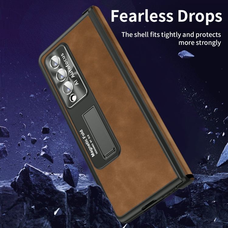 For Samsung Galaxy Z Fold4 Napa Texture All-inclusive Phone Case(Brown) by buy2fix
