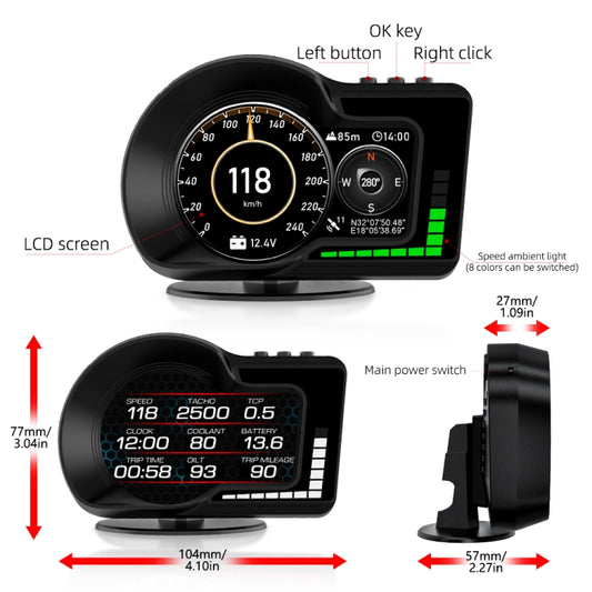 F15 Car High-definition LCD Instrument OBD+GPS HUD Head-up Display by buy2fix