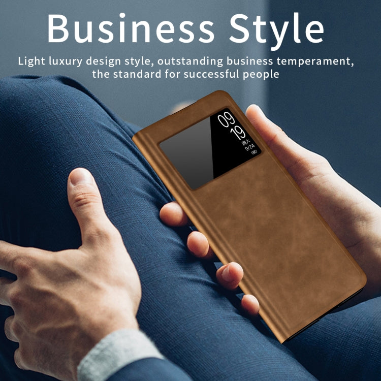 For Xiaomi Mix Fold 2 Celebrity Series Napa Texture Shockproof Phone Leather Case(Brown) by buy2fix