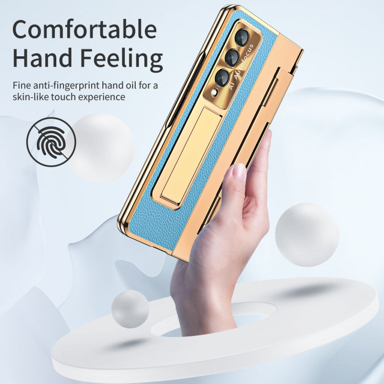 For Samsung Galaxy Z Fold4 Integrated Full Coverage Phone Case with Hinge(Gold+Blue) by buy2fix