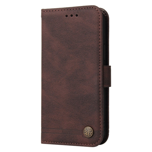 For OPPO A58 5G Skin Feel Life Tree Metal Button Leather Phone Case(Brown) by buy2fix
