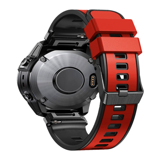 For Garmin Fenix 7 22mm Plain Weave Two-Color Quick Release Silicone Watch Band(Red) by buy2fix