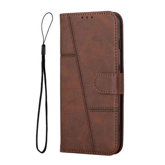 For Infinix Hot 20 5G Stitching Calf Texture Buckle Leather Phone Case(Brown) by buy2fix