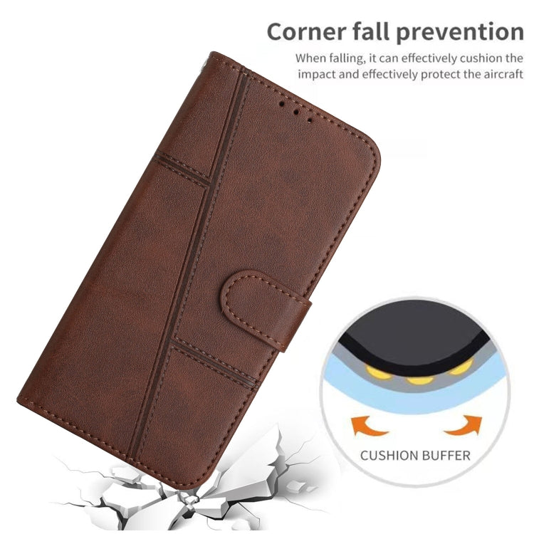 For Infinix Hot 20 5G Stitching Calf Texture Buckle Leather Phone Case(Brown) by buy2fix