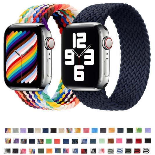 Nylon Single-turn Braided Watch Band For Apple Watch Ultra 49mm / Series 8&7 45mm / SE 2&6&SE&5&4 44mm / 3&2&1 42mm, Length:135mm(Black) by buy2fix