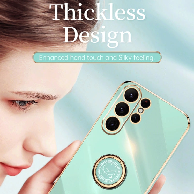 For Samsung Galaxy S23 Ultra 5G XINLI Straight Edge 6D Electroplate TPU Phone Case with Ring Holder(Pink) by buy2fix