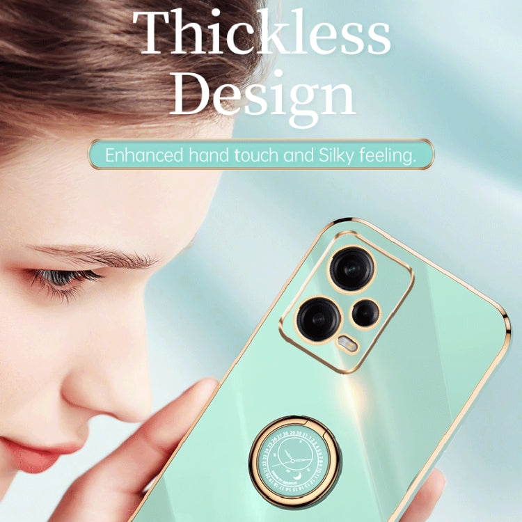 For Xiaomi Redmi Note 12 Pro+ China XINLI Straight Edge 6D Electroplate TPU Phone Case with Ring Holder(Black) by buy2fix